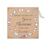 Astellea Pink Zebra Bracelet for Womens Girls, Charm Initial Bracelet Healing Natural Stone Gifts with Card Letter Jewellery for Friend Sister Daughter Mum at Mother's Day Christmas Birthday (C)