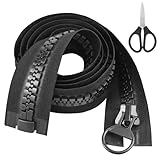 Plastic Zip with Scissors, 150cm Extra Long Zips Chunky Zip, Large Separable Black Waterproof ZipS Replacement for Jackets, Heavy Duty Open Ended Zips for Coat Down Jacket Sewing Tailor Tents