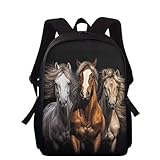 chaqlin Animal Horse Print School Bags Kids Children Backpack,15 Inch Back to School Bookbags Gifts for Boys Girls Cute Bagpack Travel Rucksack Hiking Sport Knapsack