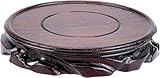 FINGERINSPIRE Solid Wood Display Stand Base 13.8x2.3cm Circular Pedestal Vase Display Stand Oriental Carved Wooden Pedestal for Plant Pot, Gemstone, Fish Tank, Teapot (Coconut Brown)