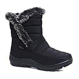Cushion Walk Thermo-Tex Fur Lined Womens Snow Boots Ladies Snug Warm Fashion Ankle Boots Size 3-8 (6 UK, Black.)