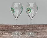 Pair of Perrier-Jouet Fernando Laposse Green Hummingbird Champagne Glasses