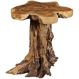 Side Table Plant Stand Coffee Table Living Room Table Storage Table Pedestal - Root Wood Solid Wood Teak 50 x 50 cm