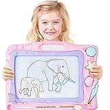 Large Magnetic Drawing Board for Kids, Erasable Colorful Scribble Board Writing Pad with 3 Stamps and 1 Pen for Children Toddlers