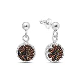 Natural Black Fire Opal Gemstone Drop Dangle Earrings 925 Sterling Silver 8mm Round Black Opal Dangle Earrings for Women