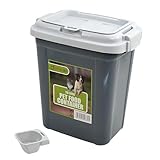 DIVCHI Pet Food Storage Container Flip Top Locking System With Integrated Scoop Plastic Birds Airtight Pet Dog Cat Animal Dry Food 15 KG Dispenser Bin (Grey, 30 L)