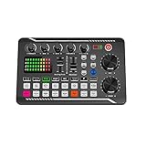 Live Sound Card Bluetooth Sound Card Audio Mixer with 16 Sound Effects for Phone/Computer, for Music Recording/DJ