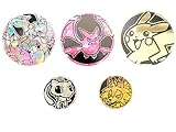 Aunténtico Pokemon Pack of 5, Different Sizes, Silver & Gold Coins - Official Pokemon Card Accessory