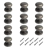 HARMAC HOUSE Vintage Pewter Round Cabinet Knobs - 10 Pack Heavy Duty Pull Handles 32 mm Diameter Door Drawer Mushroom Handles (Bronze)