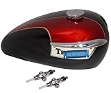 AEspares Compatible With Triumph T150 Trident Cherry & Black Fuel Petrol Tank W Cap/Taps/Badge