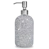 SlowVibes 18Oz Bling Soap Dispenser with Rust Proof Stainless Steel Pump,Refillable Liquid Hand Wash Bottle for Bathroom Kitchen,Sparkle Decorative Shower Dispenser,Diamante Lotion Dispenser
