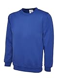 Uneek 300g Plain Classic Crewneck Sweatshirt -Royal Blue - Medium
