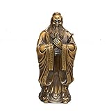 World Celebrity Statue, Confucius Sculpture Model Copper Carving Crafts Antique Gift Decoration Family Room Desktop Collection Decoration Souvenirs Good