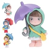 Garneck 4pcs Miniature Girl Figurines Cute Cartoon Umbrella Fairy Garden Decor Tabletop Girl Statues for Doll House Ornaments