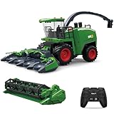 FISCA Remote Controlled Combine Harvester, RC Farm Tractor, 2.4GHz Farm Vehicle Toy with Light and Spray for Children