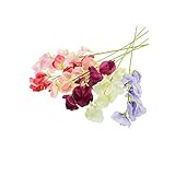 FloristryWarehouse Bunch of 6 Faux Silk Sweetpea Stems Assorted Cerise, Lilac, White, Pink 49cm/19in