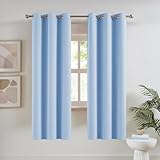 DUALIFE Light Sky Blue Curtains for Bedroom, 63 Inch Length, 2 Panels Sets - Thermal Insulated Room Darkening Curtain Draperies with Grommet for Nursery (42 x 63 Inch, 2 Panels)