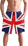 Eslifey Union Jack Flag Summer Beach Shorts Men's Swim Trunks Board Short for Men,S Multi