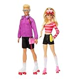 Barbie Fashionistas Set with 2 Fashion Dolls & 6 Accessories, Roller-Skating Barbie & Ken, 65th Anniversary Collectible, HXK90