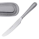 Olympia Bead Stainless Steel Table Knives (Pack of 12), Silver, 225(L)mm, Dinner Knife Set, High Polished 18/0 Stainless Steel, Beaded Border Solid Handle Design, Commercial & Home Use, C125