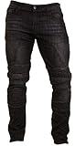 Qaswa Mens Motorcycle Jeans Denim Pants Motorbike Trousers Biker Jeans Stretch Aramid Protection Lining