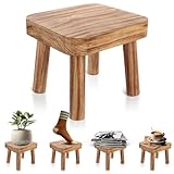 DAJAVE Small Wooden Stool, Plant Table Plant Stool Wooden Milking Stools Indoor Step Stools for Kids Small Side Table for House Plants, Bedroom Bedside - 24x22x20cm