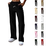 Joggers For Women UK Womens Lounge High Waist Joggers Size 14 Track Bottoms Loose Sweatpants With Elastic Waist Ladies Petite Trousers Loose Fit Pants With Large Pockets Plus Size Clothing For Women
