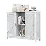 TaoHFE Marble Top Narrow Sideboard Cabinet,Modern White Marble Side Buffet Cabinet with Storage,Kitchen Island Narrow Sideboard for Kitchen for Living Room