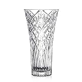 Glass Flower Vase, 30CM Tall Crystal Vase, Crystal Clear Glass with Diamond Cut Design - Wedding Centrepiece, Home Decor for Dining Table, Modern Style Gift