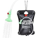 RISEPRO 5 gallons 20L Solar Shower Bag Heating Camping Shower Bag Temperature Indicator Hot Water Hiking Climbing