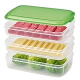 Stackable Lunch Boxes – 3 Compartment Cold Meat Storage Containers for Fridge, Large 1.5L + 2 x 1L, Microwave & Dishwasher Safe, Food Organizer for Deli, Cheese, Veg