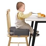 TOTIDYH Toddler Booster Seat for Dining Chair, 10cm PU Travel Portable Baby Booster Seat Cushion for Dining Table, Child Table Chair Booster Seats for Toddler with 2 Adjustable Straps(Grey)
