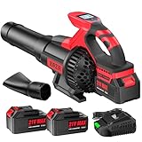 Cordless Leaf Blower with LCD Display, 3-Speed Modes, 2×4.0Ah Batteries & Fast Charger, Lightweight Electric Leaf Blower for Lawn Care, Yard, Leaves, Dust & Snow