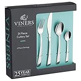 Viners Angel Cutlery Set - Elegant Mirror Polished Flatware Gift Box with 25 Year Guarantee, 24 Piece