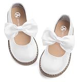 FUPPIA Toddler Girl Dress Shoes-Little Girl Mary Jane Shoes School Uniform Shoes Wedding Party Casual Soft Walking White Size 6