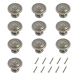 Vintage Cabinet Knobs 10 Pack Heavy Duty Vintage Pewter Round Pull Handles 32 mm Diameter Door Drawer Handle Mushroom Handles Knobs (Vintage Pewter)