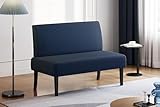 Yaheetech Fabric Small Sofa with Mid-Height Back, 2 Seater Clean-Lined Loveseat Couch with Solid Wood Legs, Versatile Modern Seating for Restaurant, Cafe, Living Room, Dining/Shoe Bench