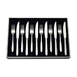 Stellar Winchester 12 Piece Stainless Steel Steak Knife and Fork Set in Gift Box for 6 People - Dishwasher Safe