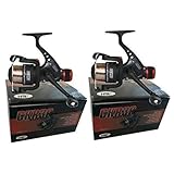 2 x CKR30 Black Fishing Reels Loaded with 6LB Line For Coarse Match Lake River