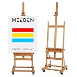 MEEDEN Large Studio H-Frame Easel - Beech Wood Artist Easel Adjustable Movable Tilting Easel, Floor Painting Easel Stand, Holds Canvas Art up to 48"