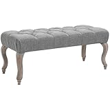 HOMCOM Tufted Upholstered Accent Bench Window Seat Bed End Stool Fabric Ottoman for Living Room, Bedroom, Hallway