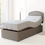 MiBed Electric Adjustable Bed with Mattress, Headboard & Drawer – Remote Control, UK Made, 5-Year Warranty (BEIGE, Standard Single, 90cm x 200cm)