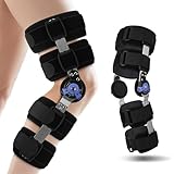 Hinged Knee Brace ROM Post Op Knee Immobilizer Adjustable with Side Leg Stabilizers Orthosis, Stable Adjustable Knee Fixation for at least 63in Height