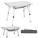 PORTAL Camping Tables That Fold up 90×53cm Picnic Table Folding Portable with Height Adjustable Legs Collapsible 3ft Aluminium Rollup Outdoor Lightweight Foldable for Beach Fishing Garden BBQ