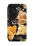 Ted Baker Orange Tulip Mirror Folio Phone Case for iPhone 15 Gold Shell