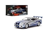 Jada JA97184 1:32 Brian's 1999 Nissan Skyline GT-R (R34) -Silver/Blue, Gris/Bleu