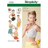 Simplicity Sewing Pattern 1426: Misses' Vintage 1950's Bra Tops, Size, Paper, White, D5 (4-6-8-10-12)