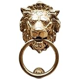 Anatolica Lions Head Door Knocker,7.1 inches,Solid Brass,Regency Period(Polished Brass)