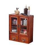 RZGZKLSH Vintage Pine Display Case-12"x4.7"x14" Wall Shelf Hanging Cupboard - Pantry Storage - Glass & Wood Storage Cabinets with Doors and Shelves - Floating Shelf Cabinet Organization(Pine Wood)