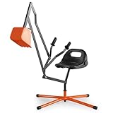 COSTWAY Kids Excavator Toy, Ride on Sand Digger with 2-Handed Controls, Flexible Shovel, 360° Rotatable Seat, Steel Sandbox Beach Toys for 3+ Years Old (Orange+Black)